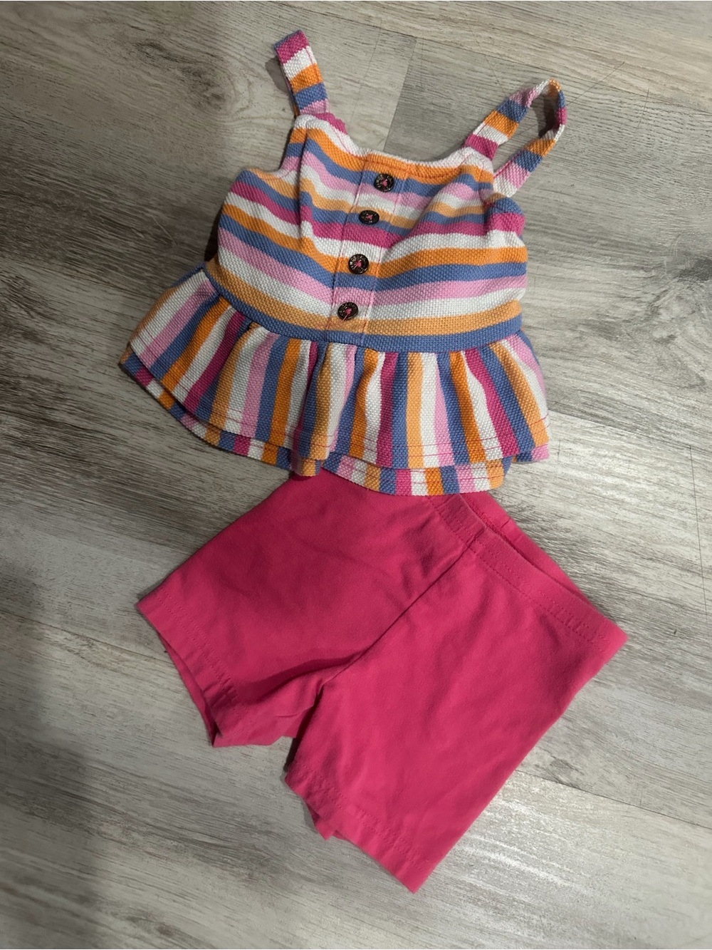 Vince Camuto Girls Striped Peplum Tank & Pink Shorts Set